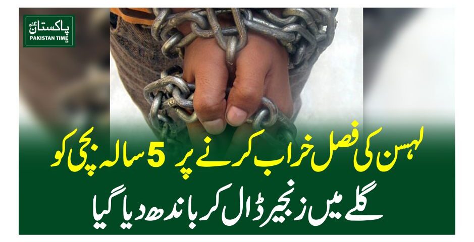 لہسن کی فصل خراب کرنے پر 5 سالہ بچی کو گلے میں زنجیر ڈال کر باندھ دیا گیا